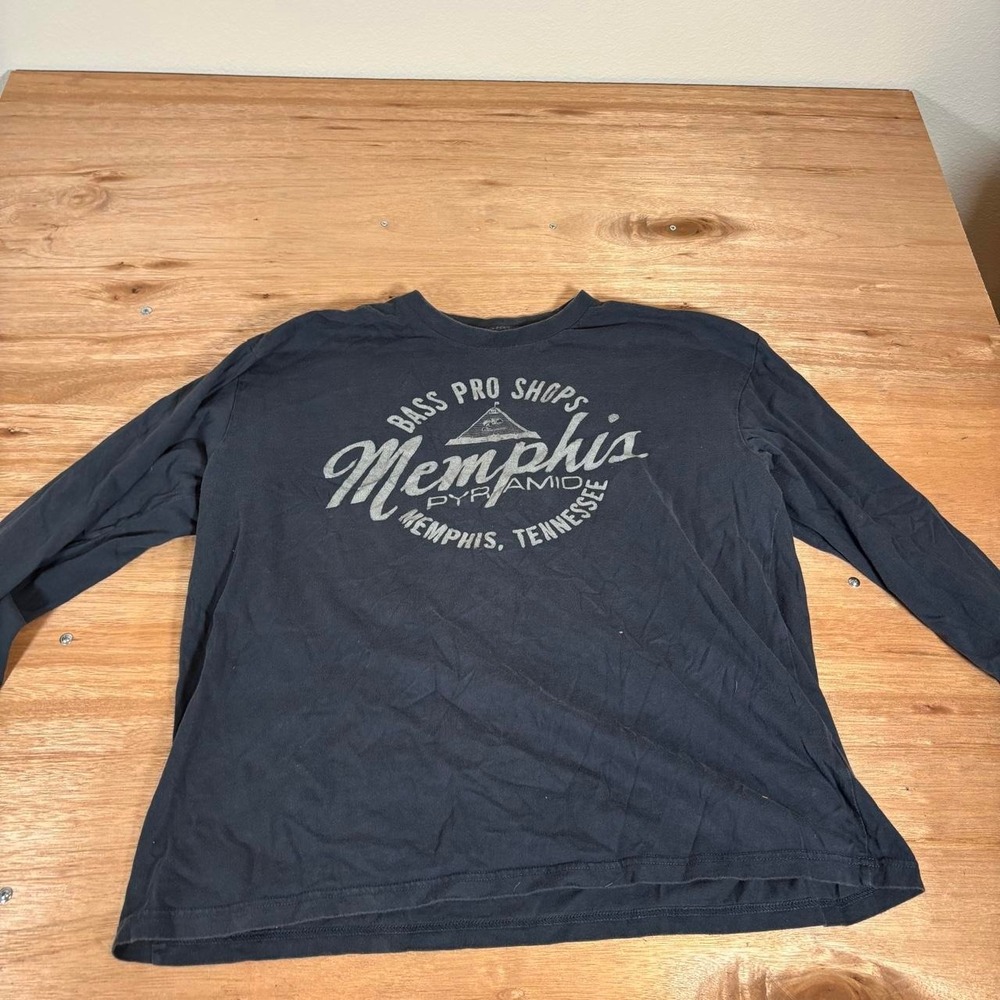 Bass Pro Shops Memphis Pyramid Long Sleeve T-Shirt Mens XL Black‎ Cotton
